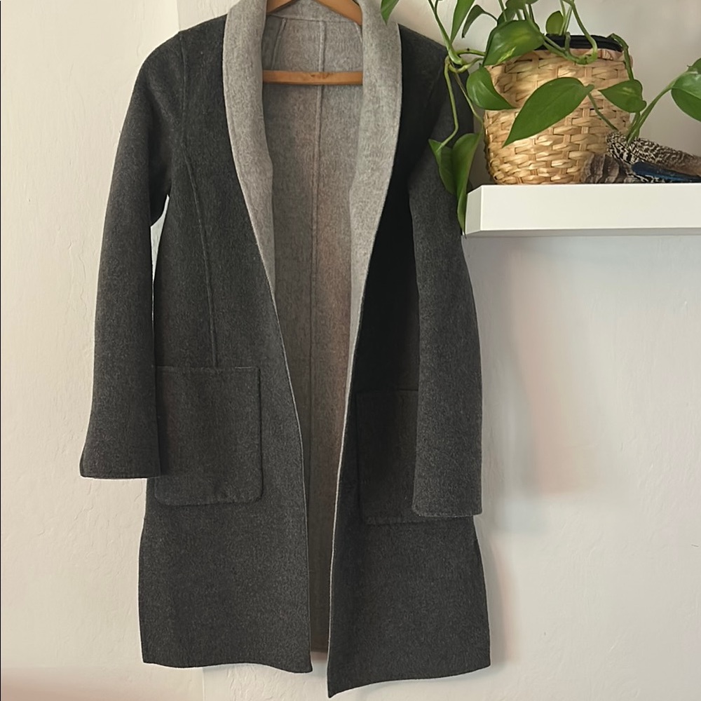 Reversible Wool Blens Open Front Coat